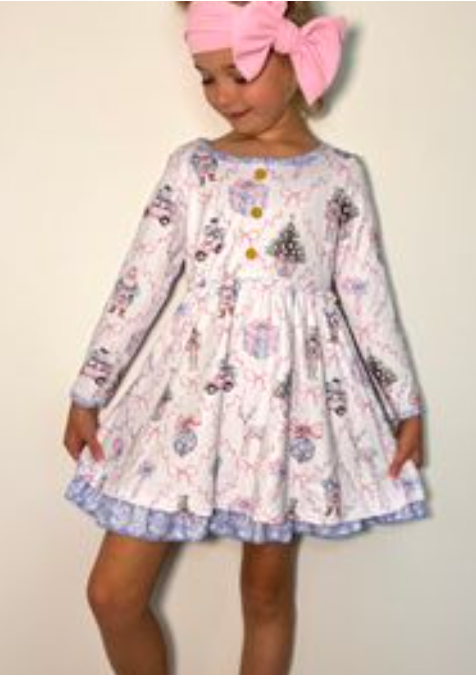 Blue Damask Nutcracker Dress
