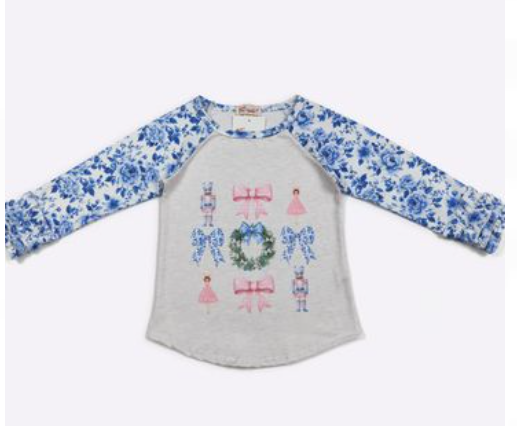 Blue Damask Nutcracker Raglan