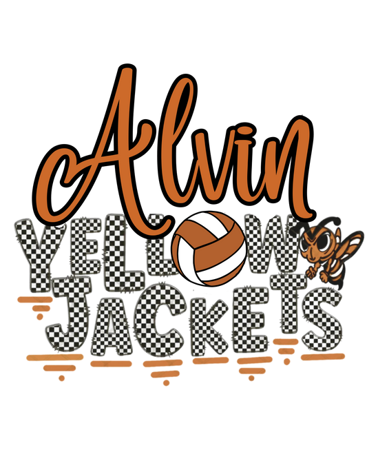 Jackets Volleyball Checkered Font