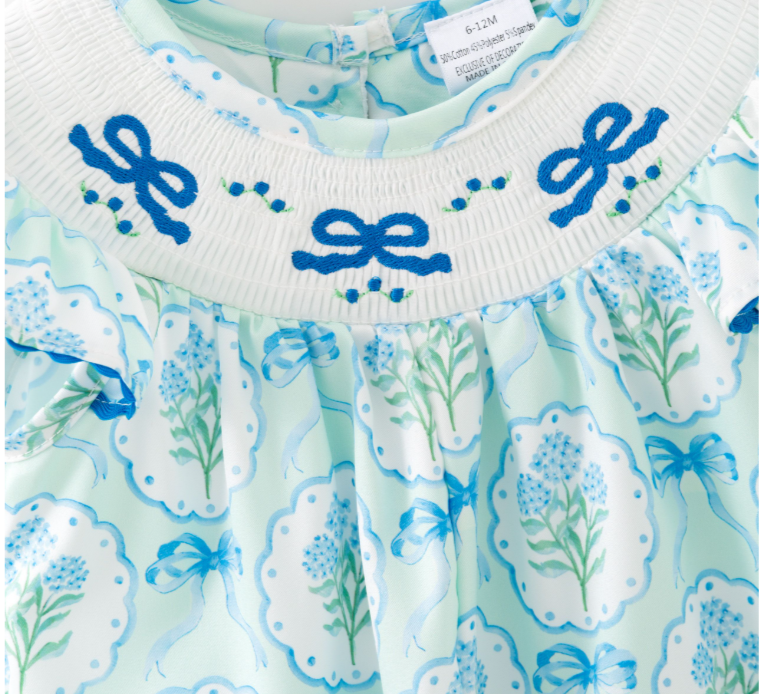 Hydrangea Smocked Baby Romper