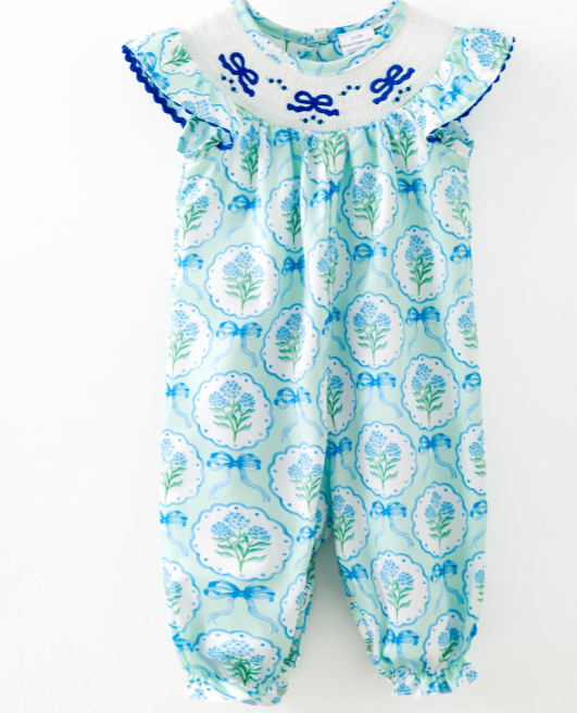 Hydrangea Smocked Baby Romper